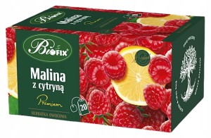 Herbata MALINOWA z CYTRYNĄ Owocowa 20 kopert BIFIX Zdrowa Herbata